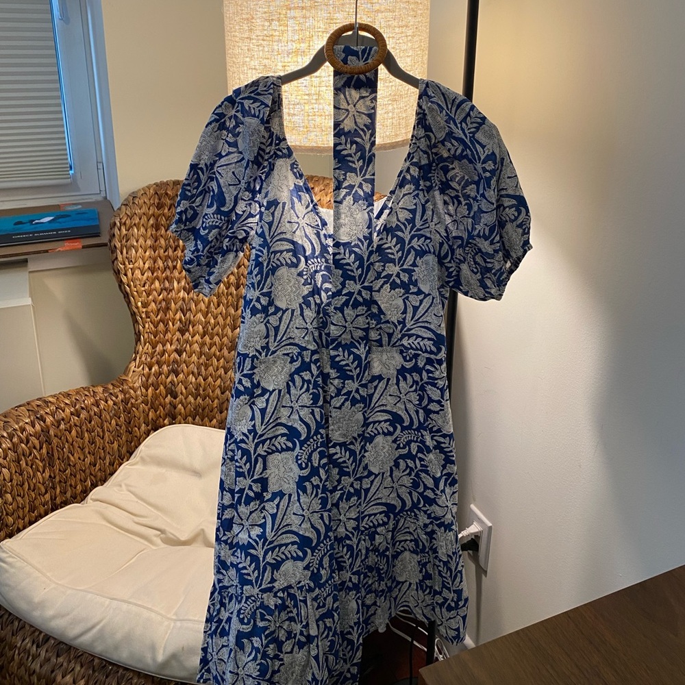 Blue and white patterned Lucy Paris dress